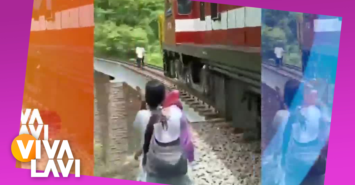Pareja se lanza de puente para evitar ser aplastados por tren